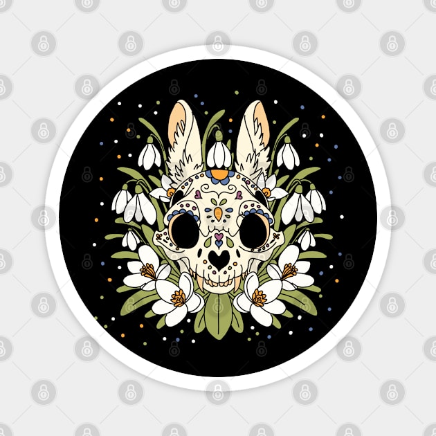 January's Snowdrop & Rabbit Skull Magnet by H. R. Sinclair